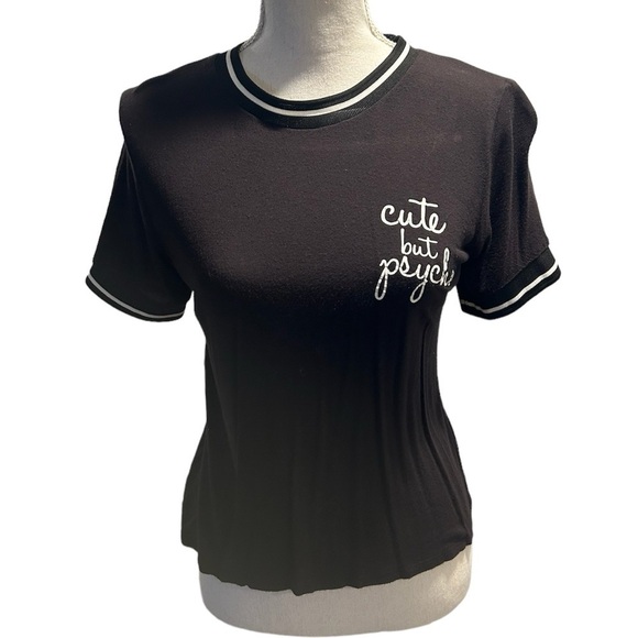 {Rue 21} Cute But Psycho Cropped T-Shirt - Picture 1 of 3